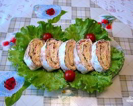 Рулеты из лаваша с крабовыми палочками