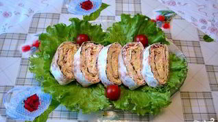 Рулеты из лаваша с крабовыми палочками