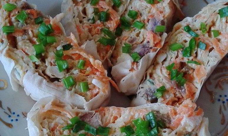 Рецепт салатной закуски в лаваше