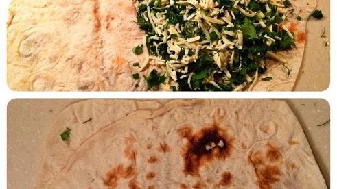 сулугуни с зеленью в лаваше