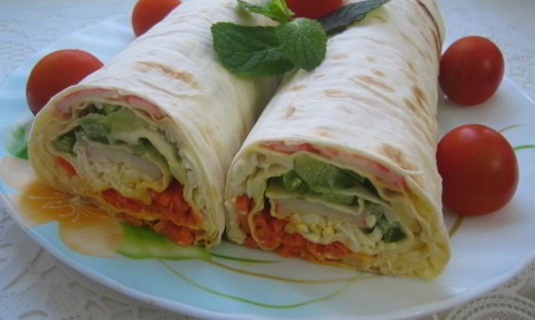 Рецепт цветного рулета из лаваша