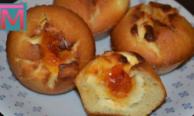 Рецепт маффинов с творожной начинкой и абрикосовым джемом