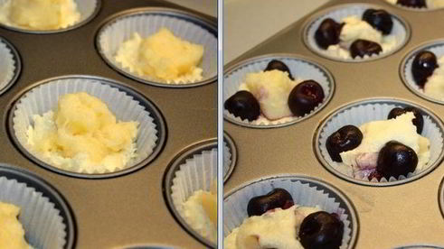 творожные маффины с кремом патисьер и черешней