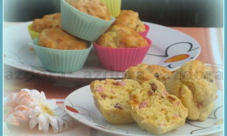 Рецепт закусочных маффинов с ветчиной