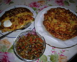 Большие оладьи с капустой и сыром