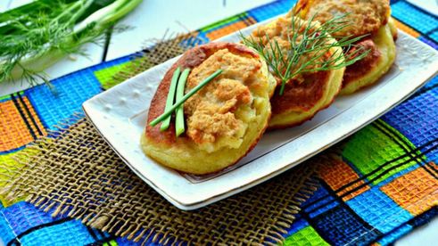 картофельные оладьи с куриным фаршем