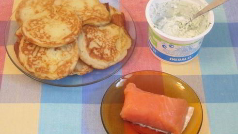 оладьи картофельные с семгой