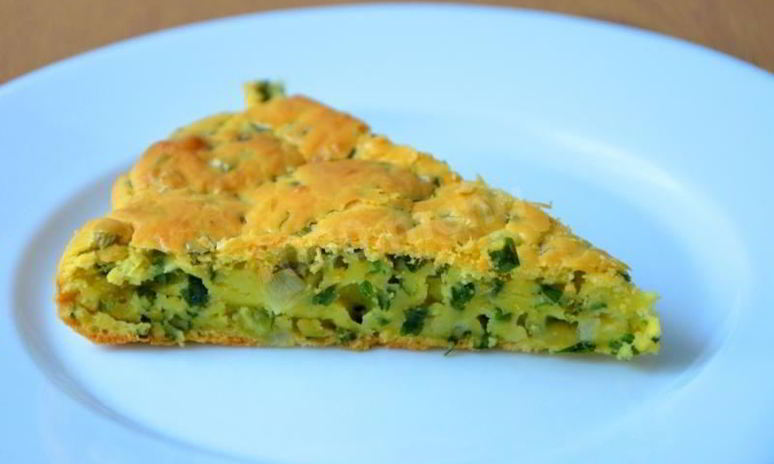 Рецепт быстрого заливного пирога с зеленыма лукома в духовке