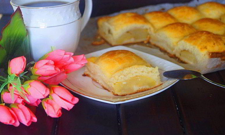 Рецепт пирога из творожного теста с яблоками