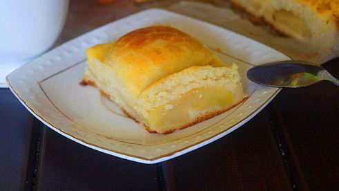 пирог из творожного теста с яблоками