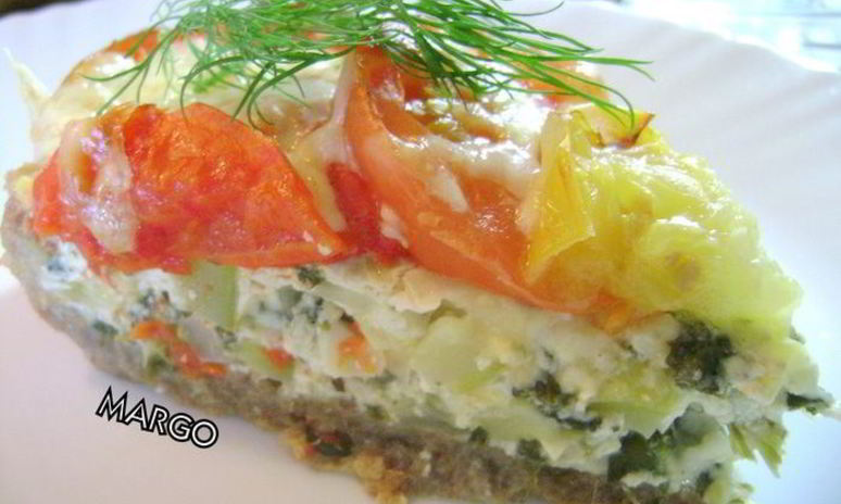 Рецепт пирога с кабачками, шпинатом и помидорами