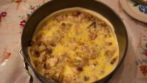 пирог с шампиньонами и курицей