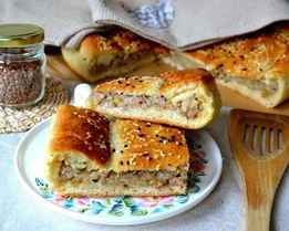 Постный картофельный пирог с гречкой