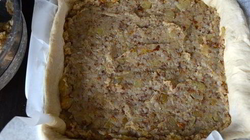 постный картофельный пирог с гречкой