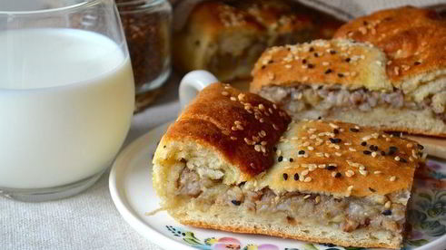 постный картофельный пирог с гречкой