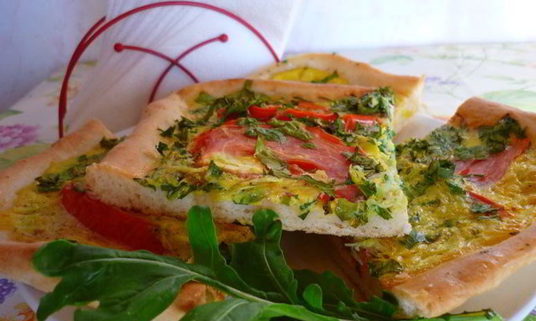 Рецепт овощной пиццы с рукколой