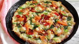 Пицца из жидкого теста на майонезе