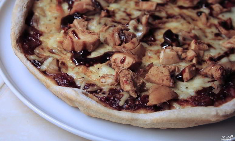 Рецепт пиццы с грибами и курицей