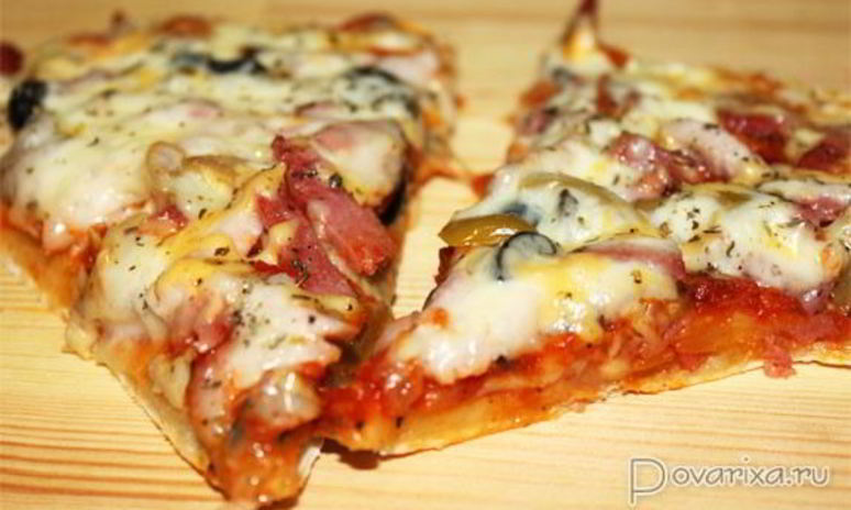 Рецепт пиццы с грибами и ветчиной