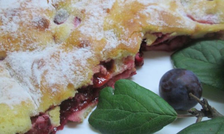 Рецепт сливовой шарлотки на сметане