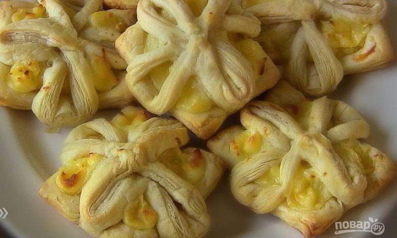 Рецепт слоек из слоеного теста с кремом патисьер