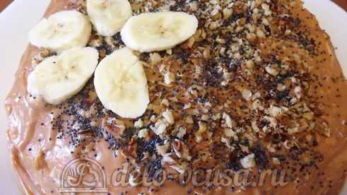 блинный торт со сгущенкой и бананами