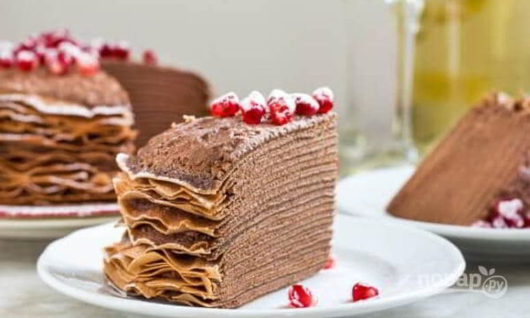 Рецепт торта из блинов с шоколадным муссом