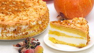 Торт из шифонового тыквенного бисквита