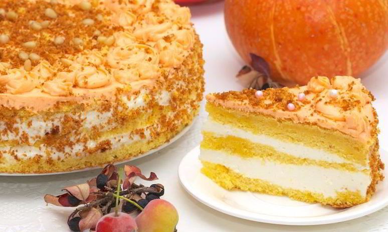 Рецепт торта из шифонового тыквенного бисквита