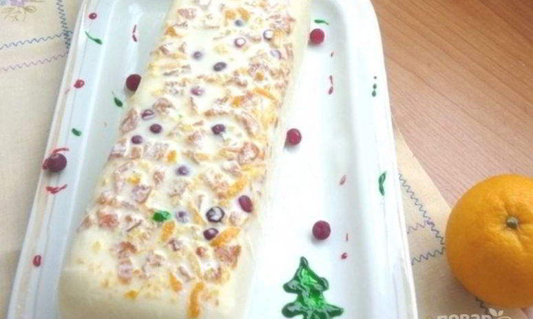 Рецепт торта новогоднее полено с клюквой