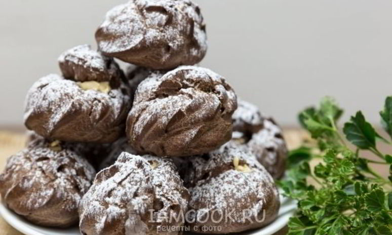 Рецепт шоколадных профитролей с кремом