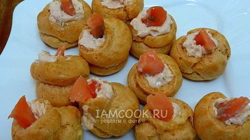 закусочные профитроли с лососем
