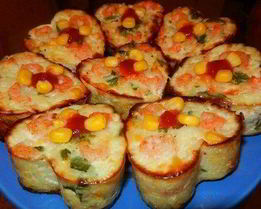 Рисовая запеканка с кукурузой, креветками и сыром