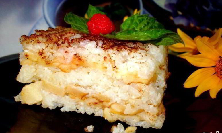 Рецепт рисовой запеканки с яблоками