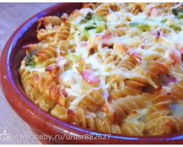 Запеканка из макарон карбонара