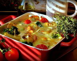 Запеканка с семгой и брокколи