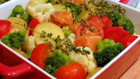 запеканка с семгой и брокколи