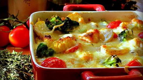 запеканка с семгой и брокколи