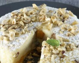 Запеканка творожная с персиками