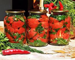 Красные помидоры по-корейски на зиму