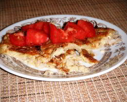 Запеченая капуста с луком и мариноваными помидорами