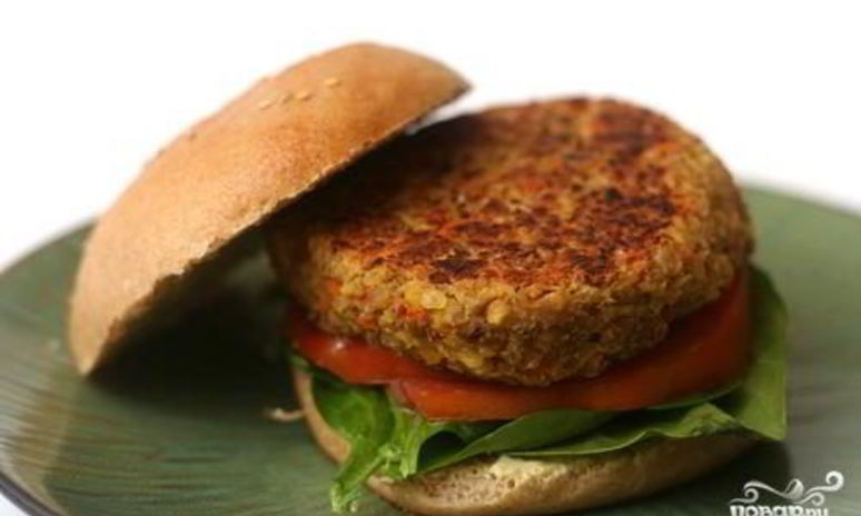 Рецепт гамбургеров с котлетами из чечевицы, овощей и сыра