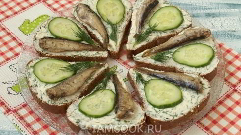 бутерброды со шпротами и сливочным маслом