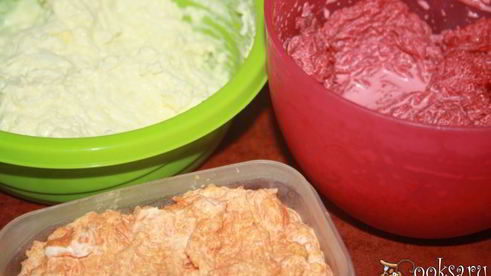 разноцветные бутерброды с сельдью