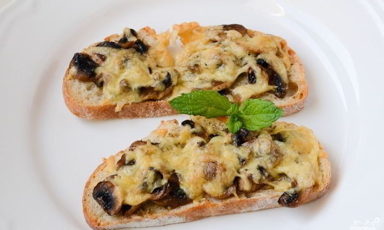 Рецепт запеченных бутербродов с грибами