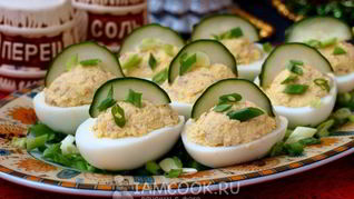 Яйца, фаршированные печенью трески
