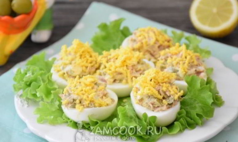 Рецепт яиц, фаршированных тунцом