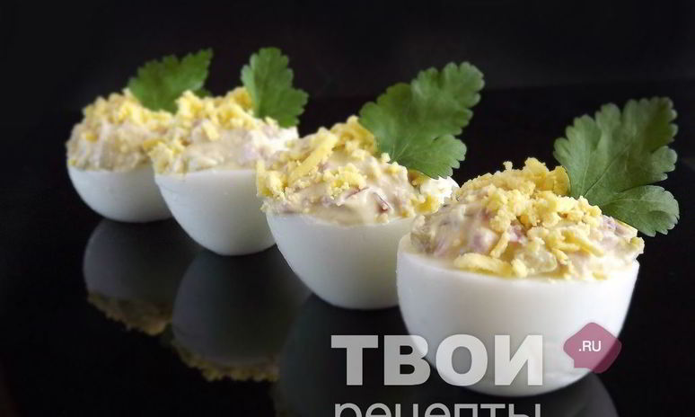 Рецепт яиц, фаршированных ветчиной