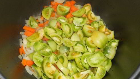 овощная икра с зелеными помидорами в мультиварке