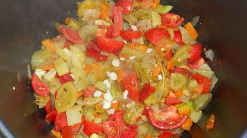 овощная икра с зелеными помидорами в мультиварке